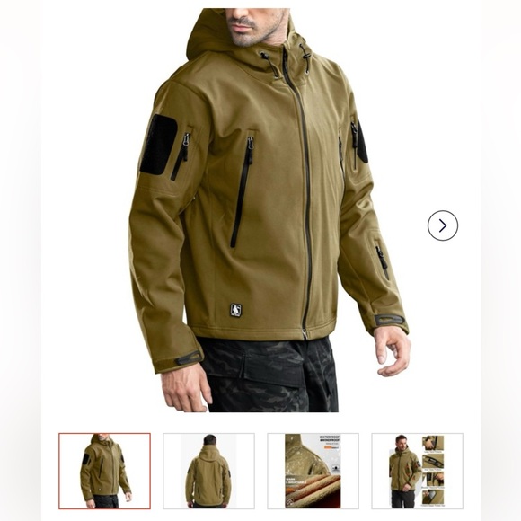 Men's Military Field Jacket with Hood - Khaki - Picture 1 of 3